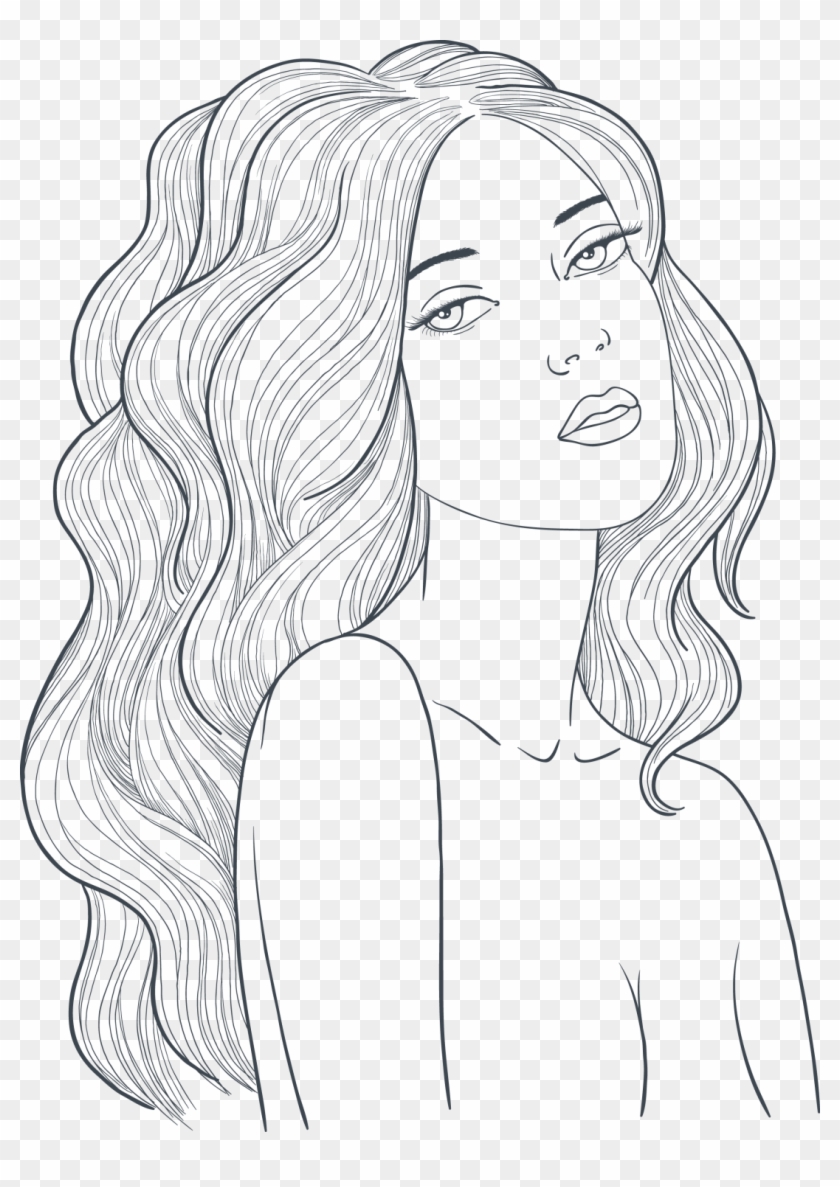 Large Size Of Drawing Of Girl Cutting Her Hair Back Hairstyle For Girls Drawing Clipart 3637573 Pikpng