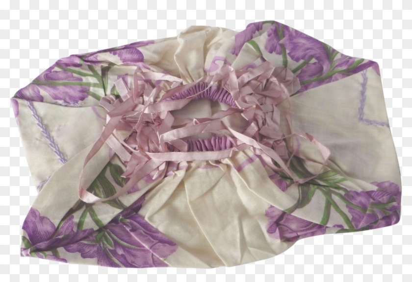Early 1900 Era What-not Drawstring Floral Bag ~ Floral - Bag Clipart