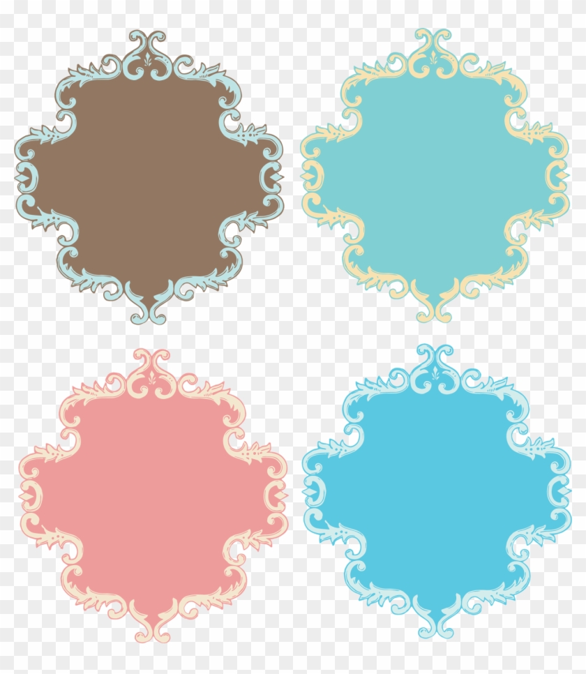 Retro Colored Free Printable Labels - Vintage Turquoise Frame Png Clipart #3638481