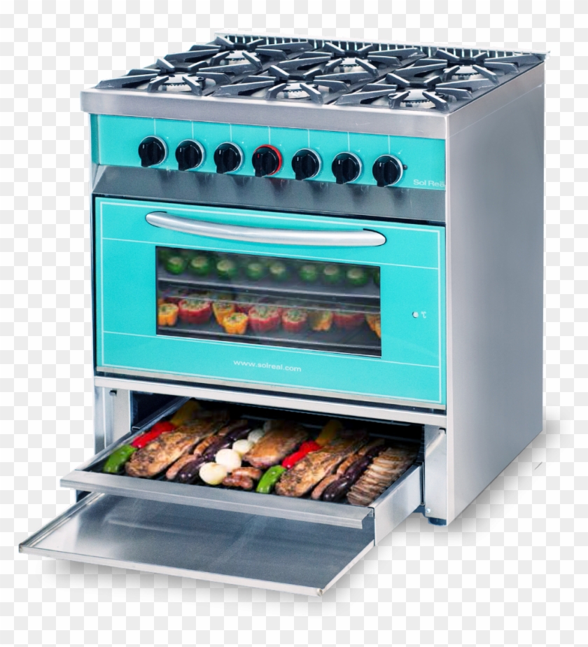 Cocina Mini Color 6 Hornallas Con Parrilla Sin Humo - Cocina Con Hornallas De Vidrio Clipart #3638635