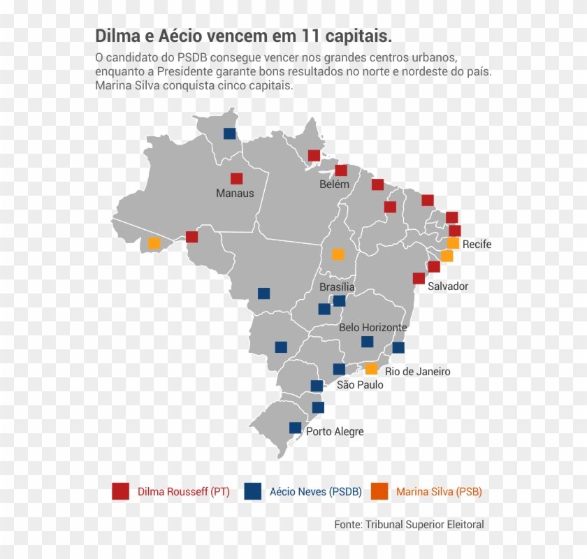 Mesmo Vencendo Em Apenas Dois Estados, A Candidata - Mapa Politico Do Brasil Capitais Clipart