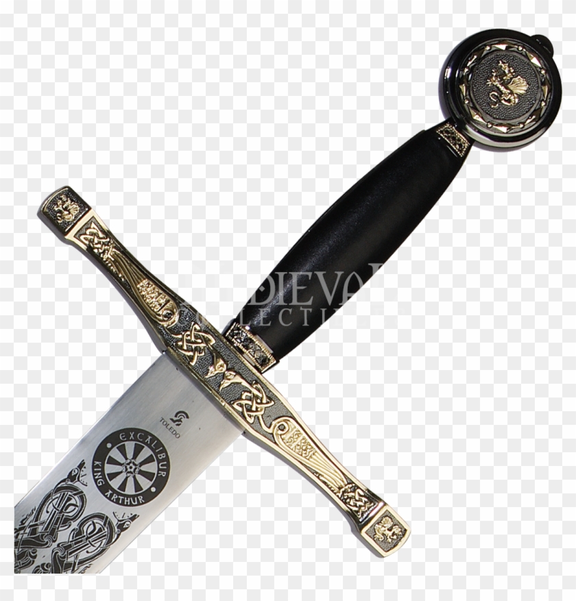 Black-gold Excalibur Sword - Decorative Sword Hilts Clipart #3639695