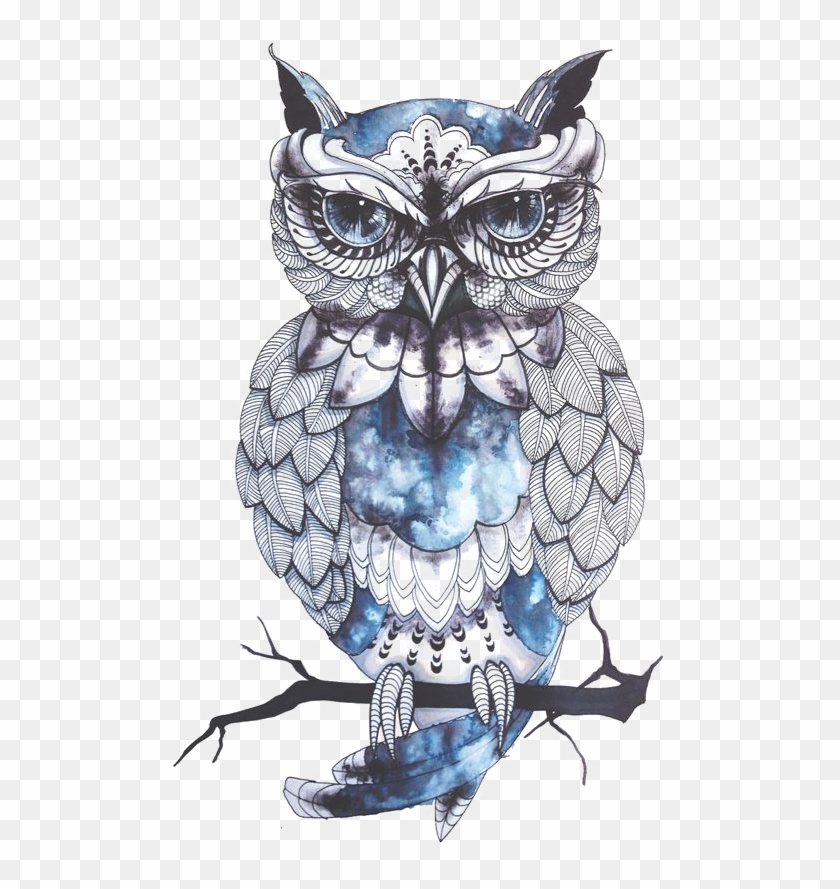Owl Little Tattoo Flash Idea Cartoon Clipart - Blue Owl Transparent Background - Png Download