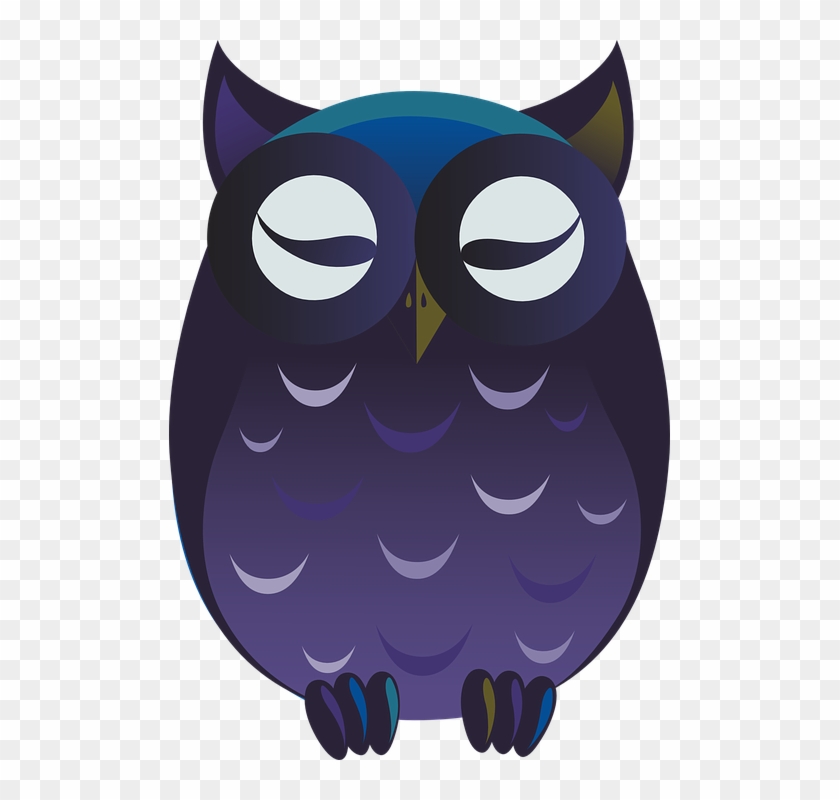 Owl Purple Cartoon Cute Perched Bird Wildlife - นก ฮูก Clipart - Png Download #3640005