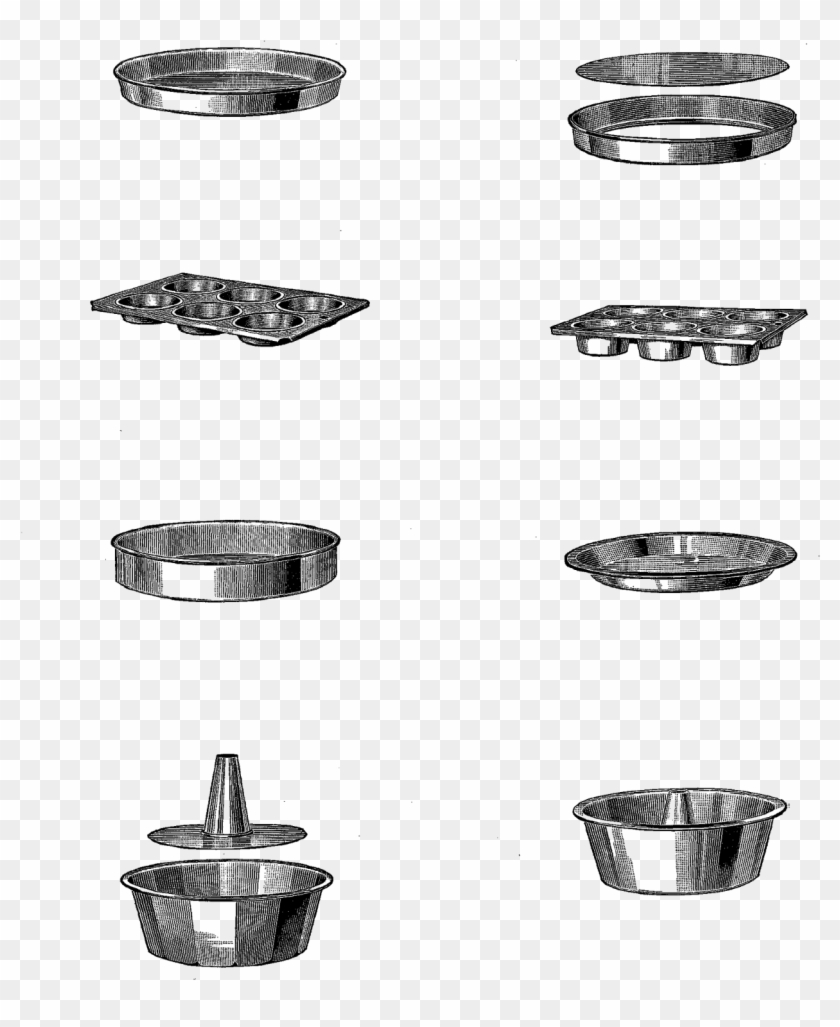 Baking Kitchen Image Collage Bread Cake Pans Digital - Sketch Clipart
