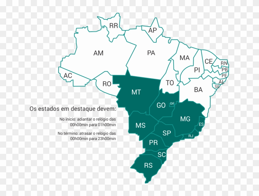 Mapa Brasil Estados Com Horario De Verao - Mapa Brasil Svg Clipart #3640347
