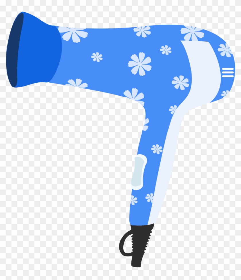 Flat Hair Dryer Blue White Print Elements Png And Psd - Hair Dryer Clipart #3641238