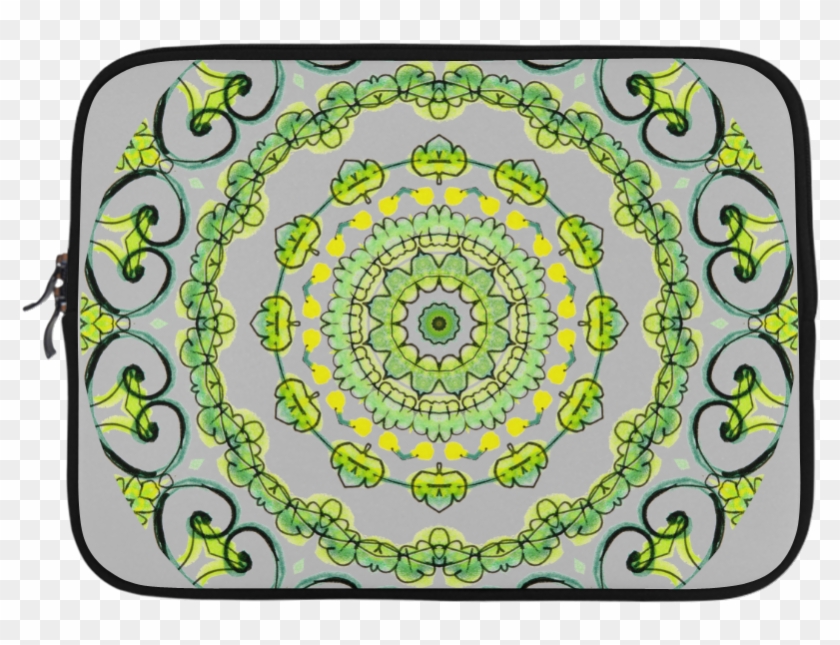 Green Lace Flowers, Leaves Mandala Design Gray Microsoft - Circle Clipart #3641613