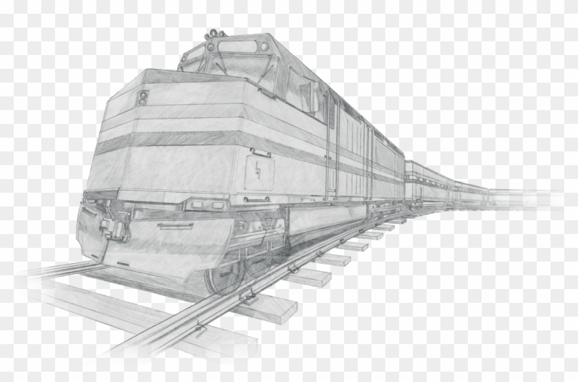 Sketch Of Train On Tracks - Sketch Clipart #3641788