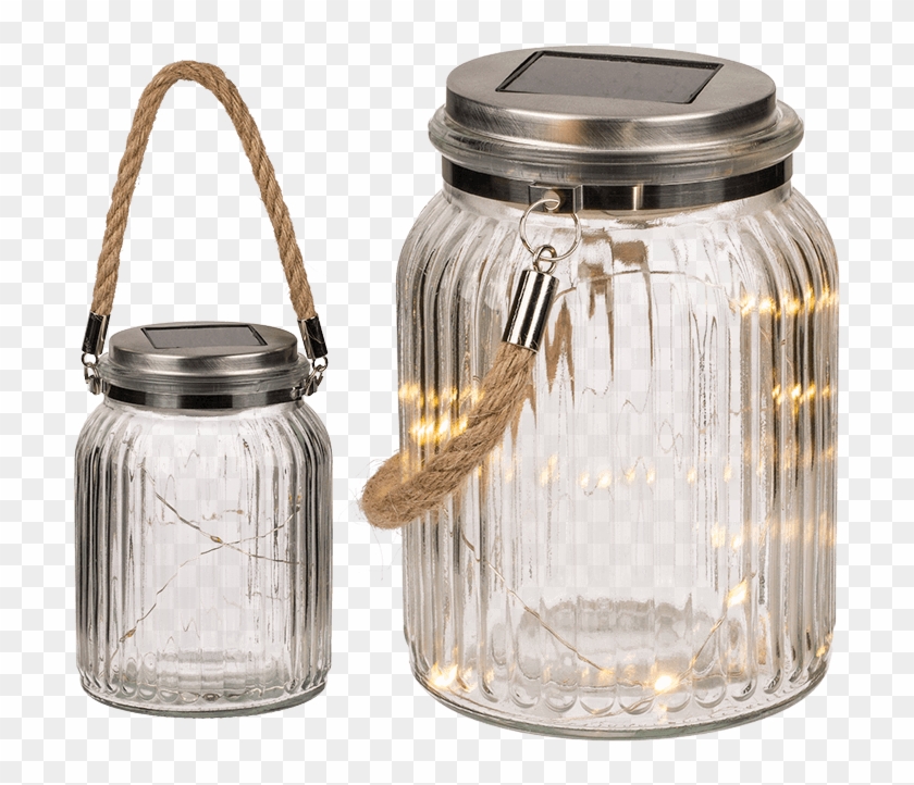 Deco Jar With Jute Rope & Solar Cell & 10 Warm White - Glass Bottle Clipart #3641797