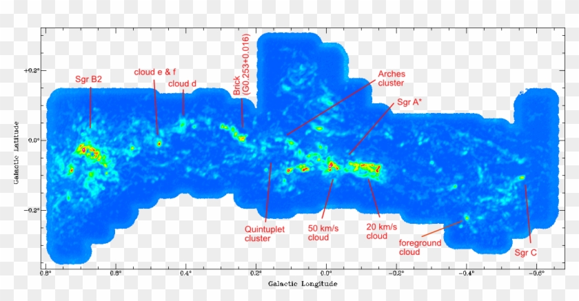Map Of The Central Molecular Zone - Cmz Galactic Center Clipart #3641884