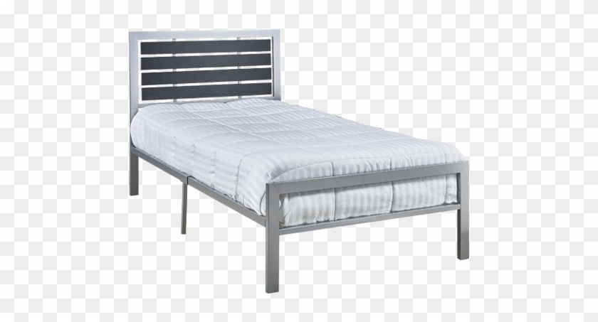 Metal And Wood Bed Grey Dark Brown Twin Size - Bed Frame Clipart