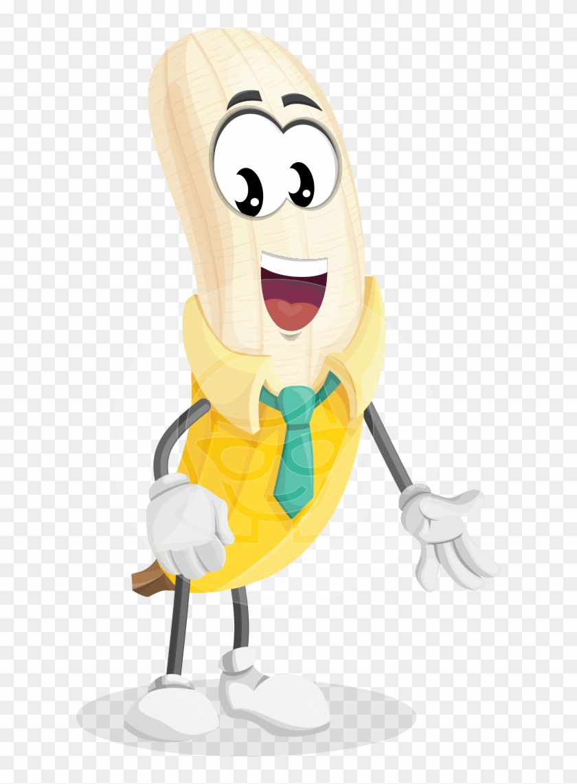 Peeled Banana Cartoon Vector Character Aka Mister Bananashake - Cartoon Clipart