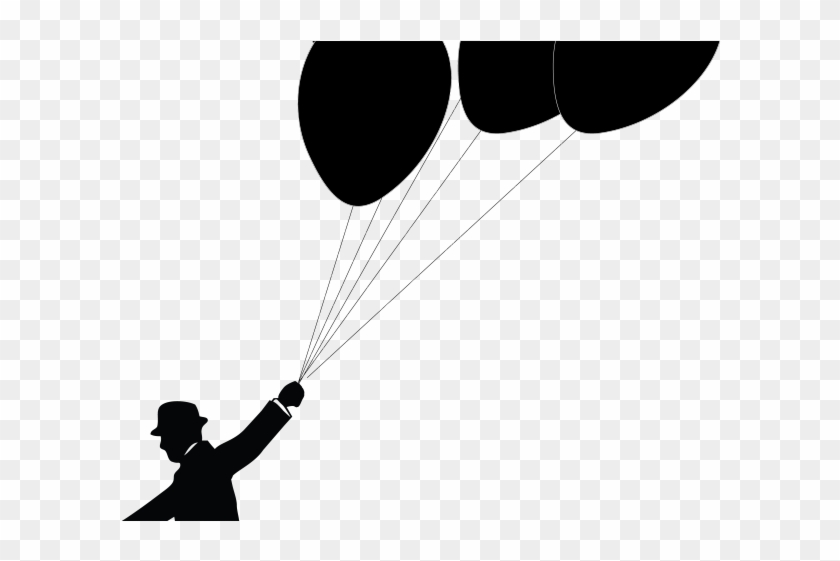 Balloon Clipart Silhouette - Man Holding A Balloon Silhouette - Png Download #3642661