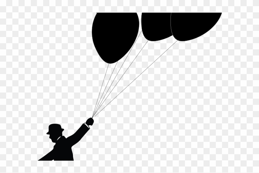 Balloon Clipart Silhouette - Man Holding A Balloon Silhouette - Png Download
