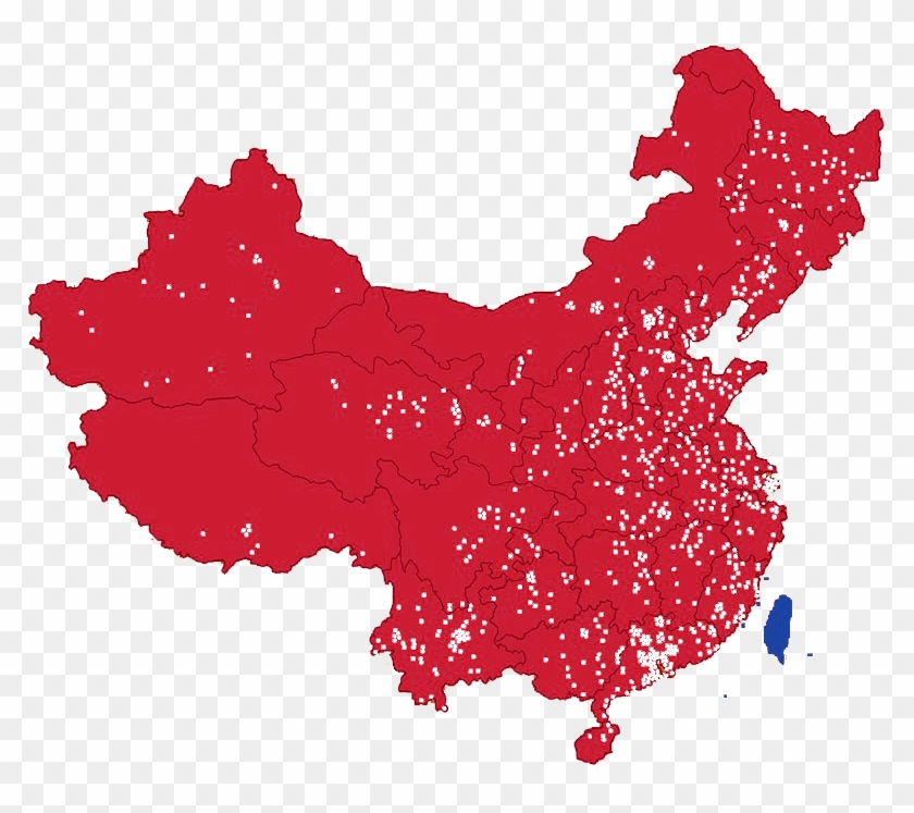 Regions In Red Are Under The Jurisdiction Of The Communist - Map Of China Clipart #3643683