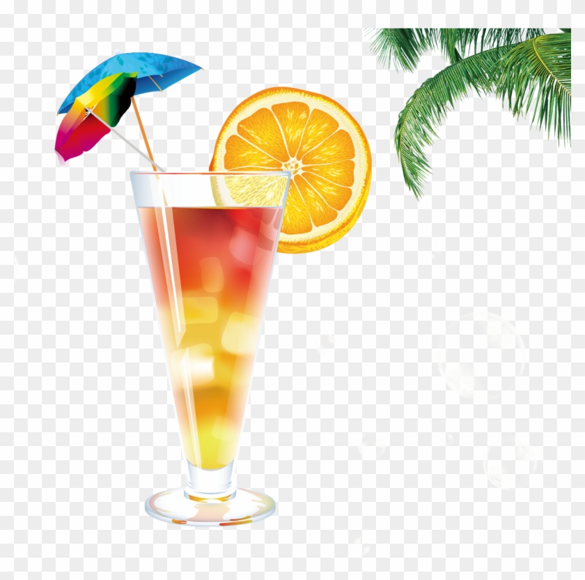 Cocktail Vector Umbrella Drink - Beach Cocktail Glass Png Clipart #3643936