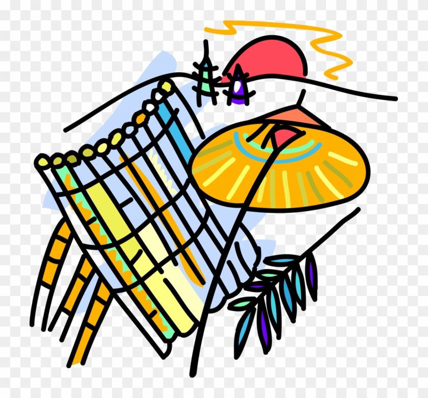 Vector Illustration Of Japanese Tatami Mats, Umbrella Clipart