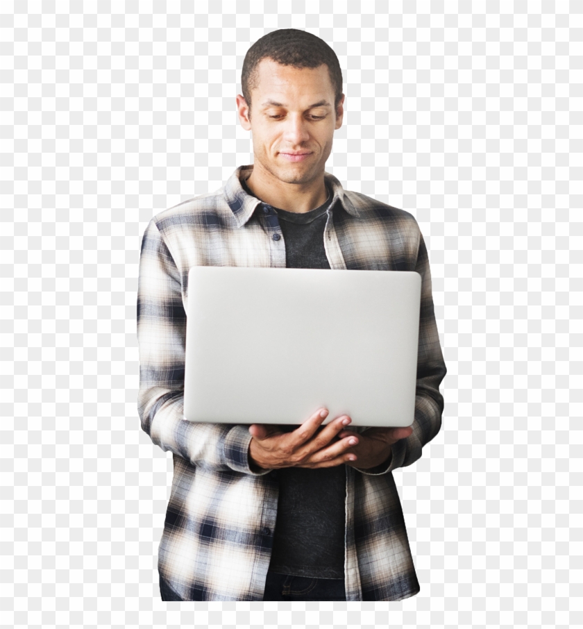 Man Holding Phone Man Holding Laptop - Digitalisation People Clipart