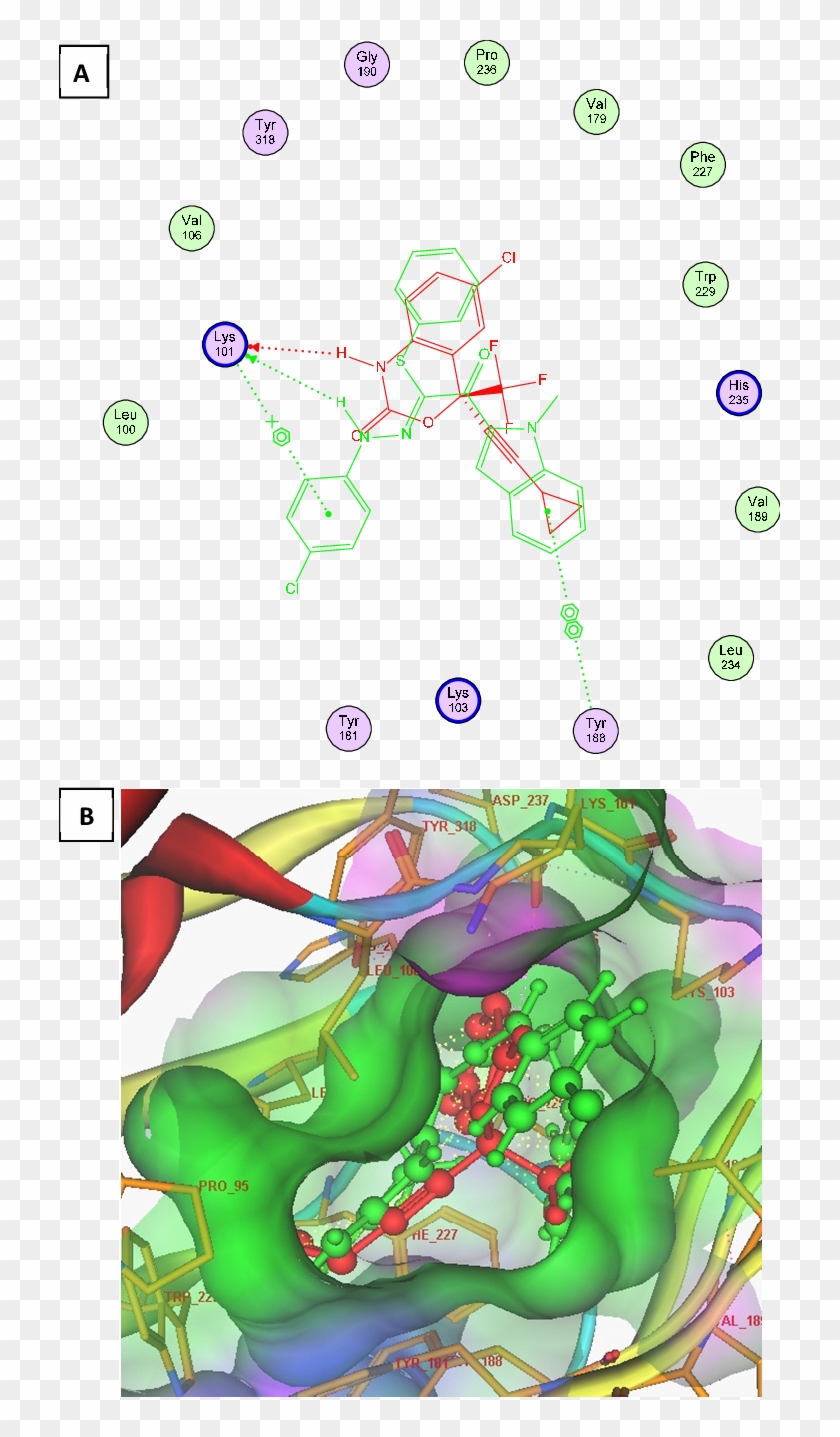 21c And Efazirenz (red) 2d (panel A) And 3d - Illustration Clipart #3645345