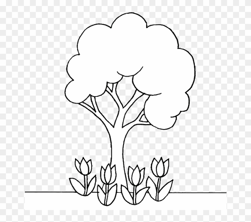 Árbol Y Flores - Silhouette Clipart #3645714