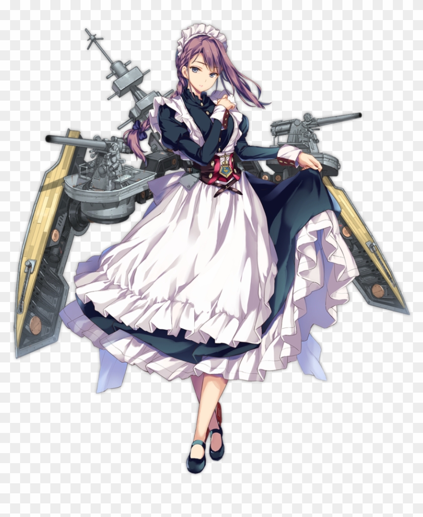 1girl Apron Azur Lane Bangs Black Footwear Blue Eyes - Hms Curlew Azur Lane Clipart