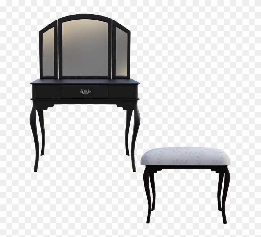 Vanity Mirror Stool Wooden Drawers Pull Table - Chair Clipart #3647265
