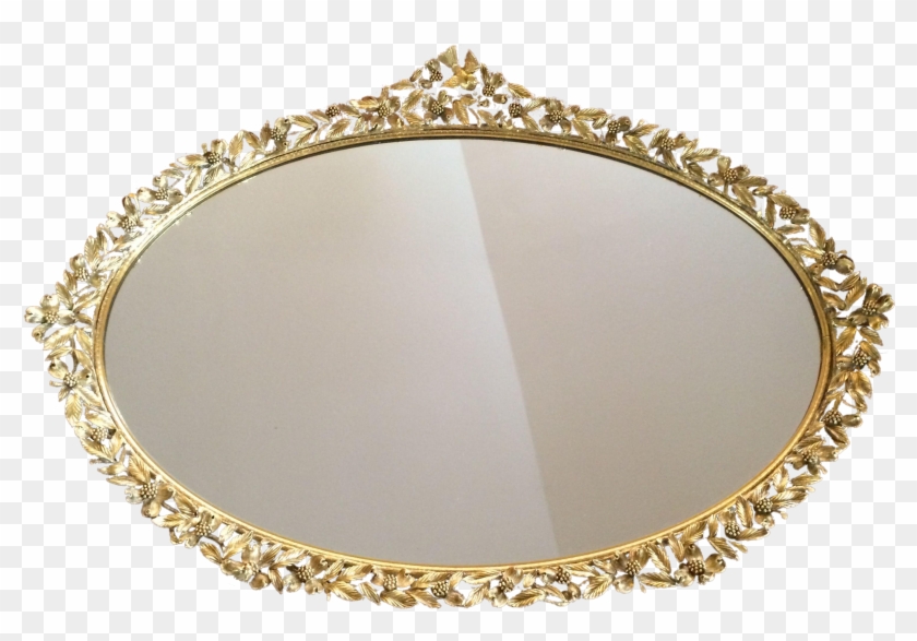 1950s Bird & Dogwood Vanity Mirror - Circle Clipart