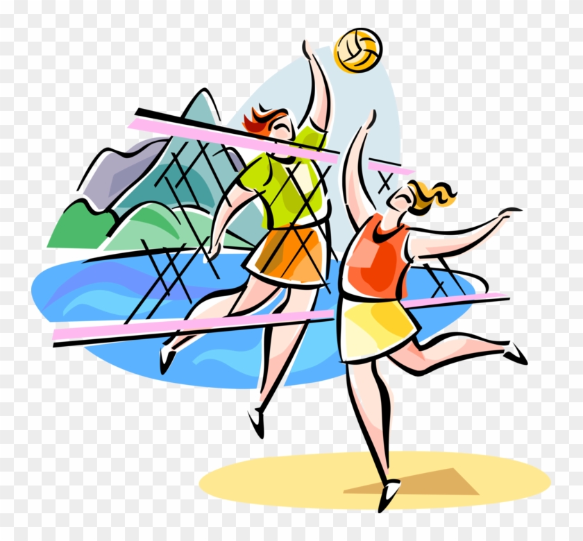 Vector Illustration Of Brazilian Beach Volleyball Sport - Volleyball Beach Clipart - Png Download #3647960