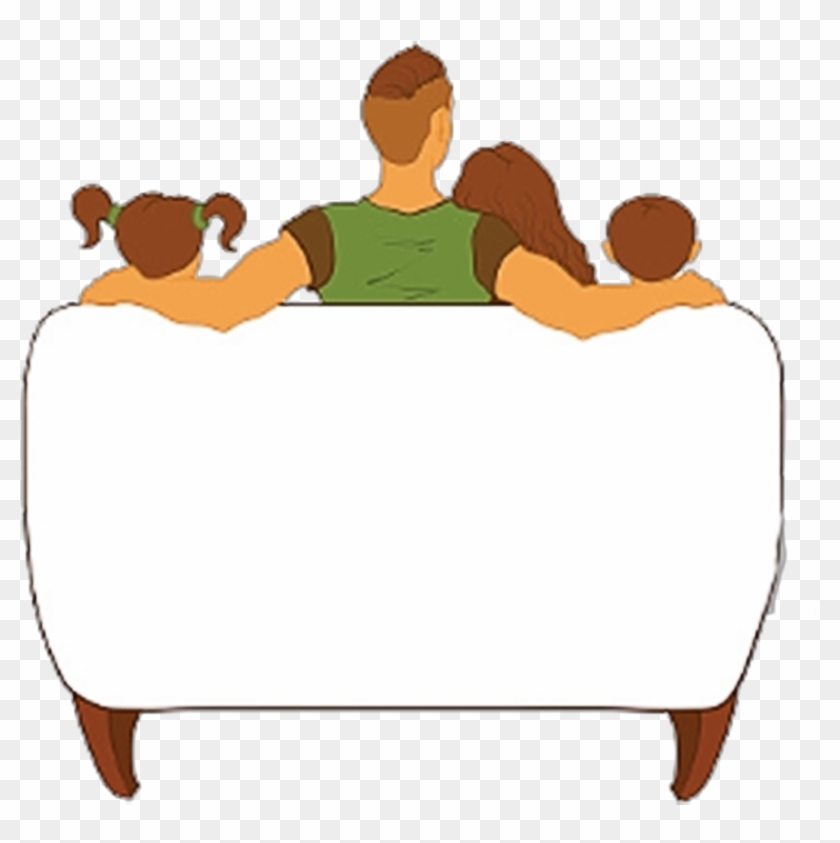 Television Family Cartoon Clip Art - Silhouette Family On Couch - Png Download #3648586