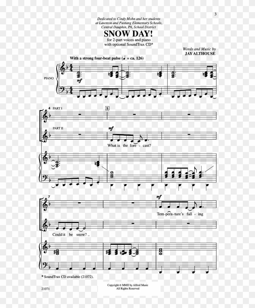Click To Expand Snow Day Thumbnail - Snow Day Piano Sheet Music Clipart #3649331