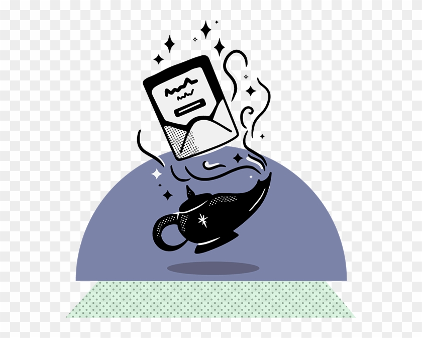 An Email Coming Out Of A Magic Genie Lamp Clipart #3649336
