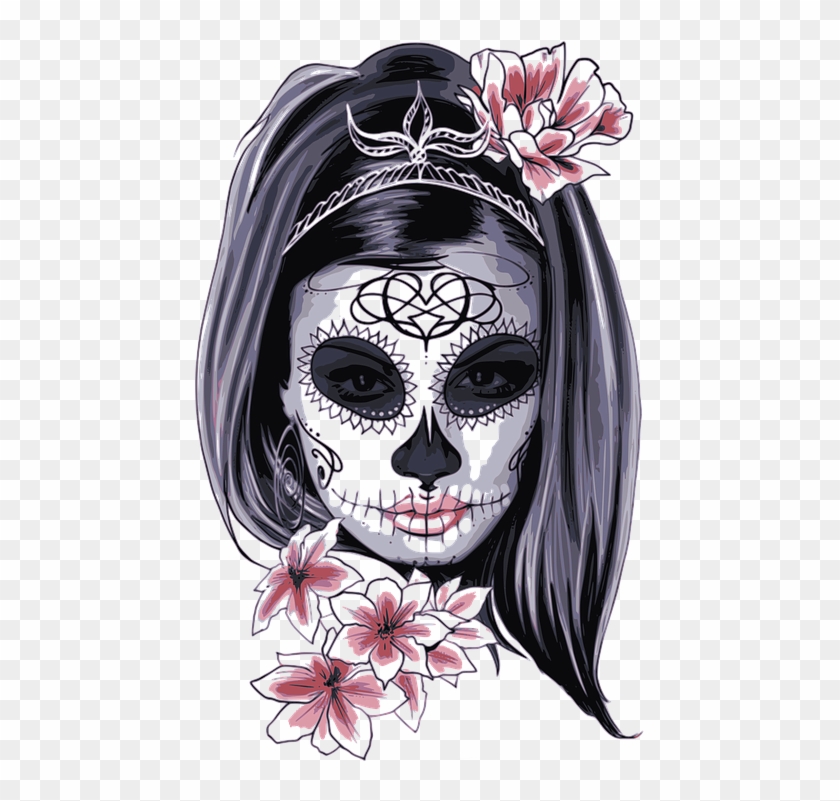 Mask Carnival Horror Costume Woman Girl Bones - Catrina Skull Clipart #3649669