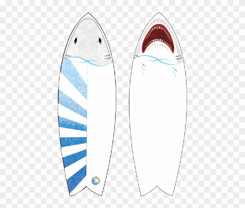 Combo Shark-01 - Surfboard With Shark Design Clipart