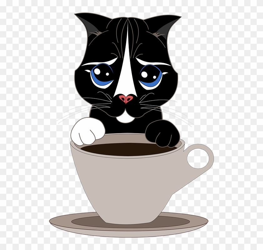 Cat Pet Cup Coffee Tea Kitten Tender Puppy - Cat Clipart #3650858