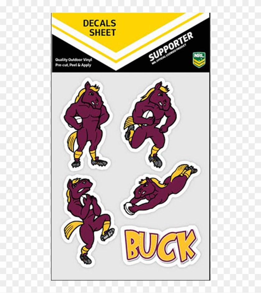 Brisbane Broncos Nrl Uv Mascot Car Decals 5 Stickers - Decal Clipart #3651043