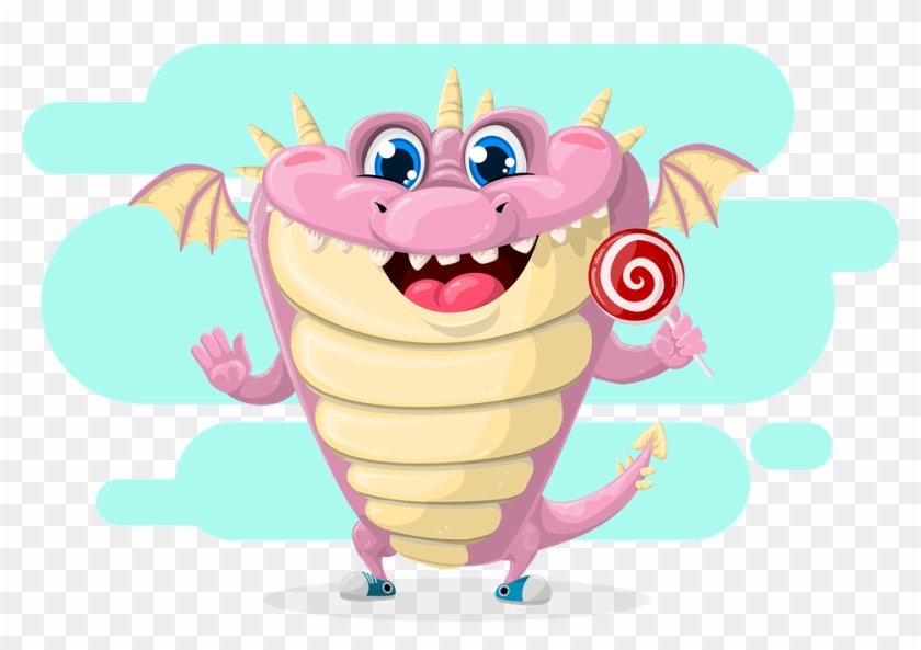 Dragon Cute Pink Lollipop Wing Tale Fairy - Kids Premium T Clipart #3653078