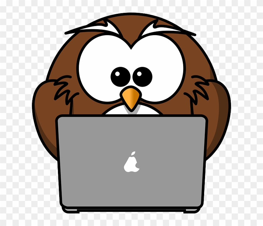 Owl Using A Laptop Svg Clip Arts 594 X 598 Px - Cartoon People On Computers - Png Download #3653170