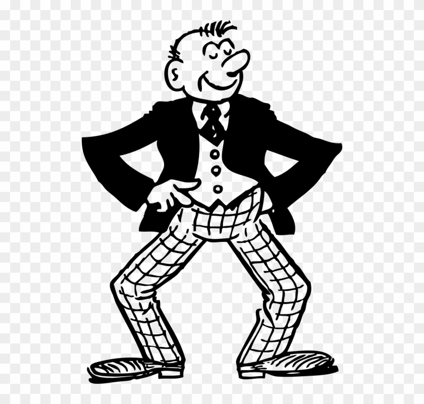Man Guy Thin Slim Tie Funny Standing Bent - Man Clip Art Black And White - Png Download