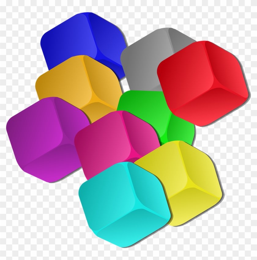 Boxes Dice Rainbow Colors Transparent Image - Cubes Clipart - Png Download