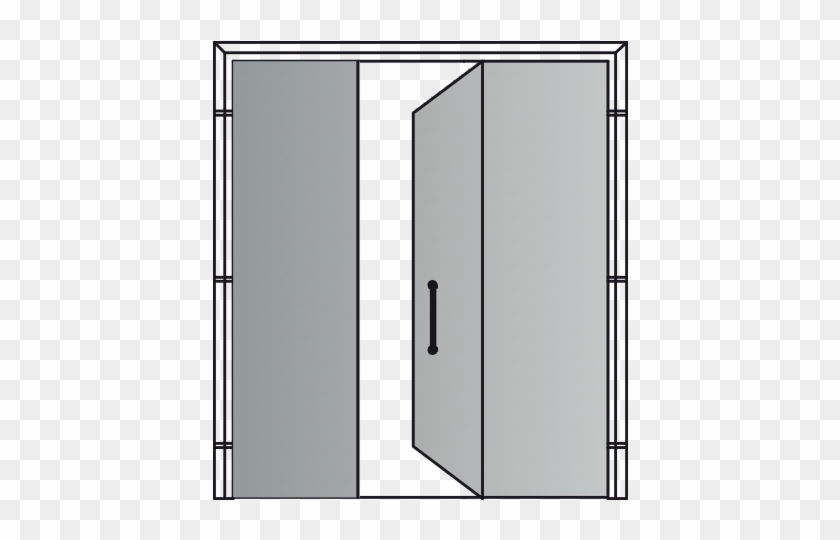 Leaved Door Opening To Push With Two Fixed Side Blind - Sliding Door Clipart