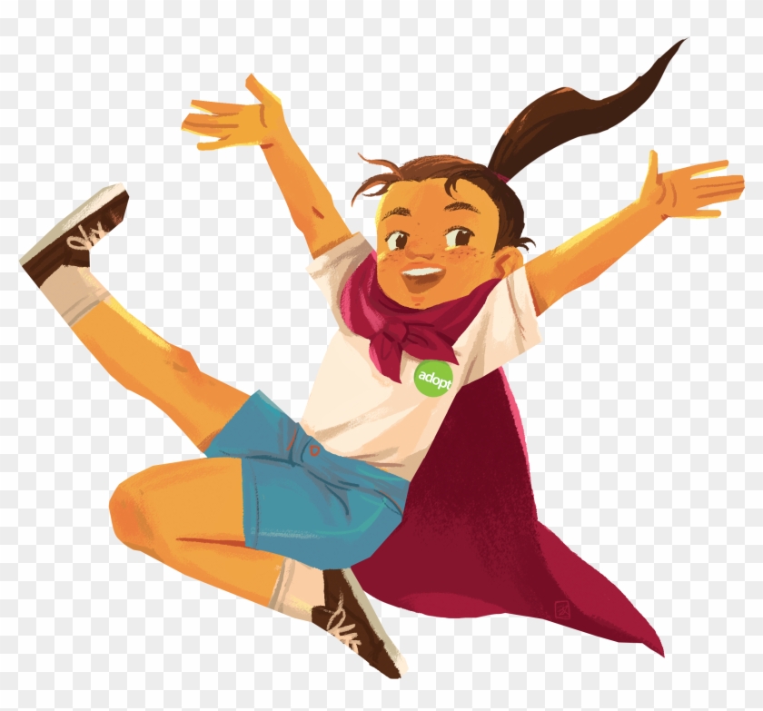 Girl Jumping In Sideways Leg - Cartoon Clipart