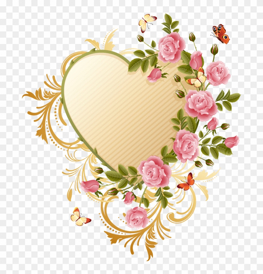 Floral Vector Heart Shape - Beautiful Rose Images Download Clipart #3657866
