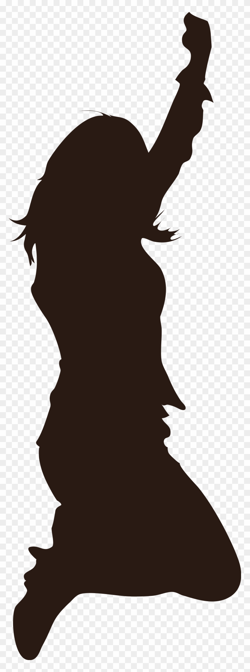 Silhouette Girl Jumping Woman 1221429 - Silhouette Joy Png Clipart #3658203