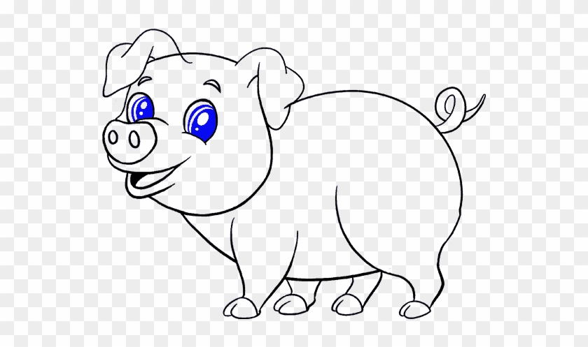 Drawn Pig Cartoon - Drawing Clipart