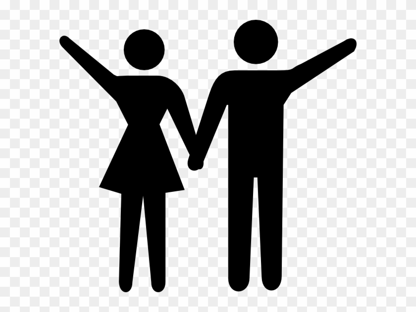 Boy Girl Waving Before Jumping Into Volcano - Boy And Girl Clipart Black And White - Png Download