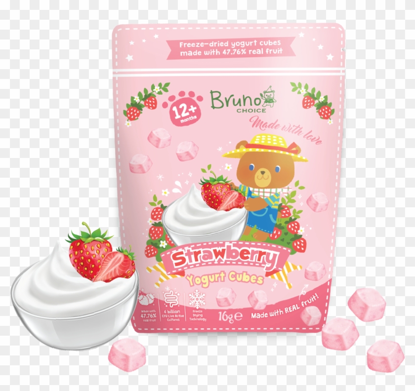 Bruno Choice Strawberry Yogurt Cube 16g - Strawberry Clipart