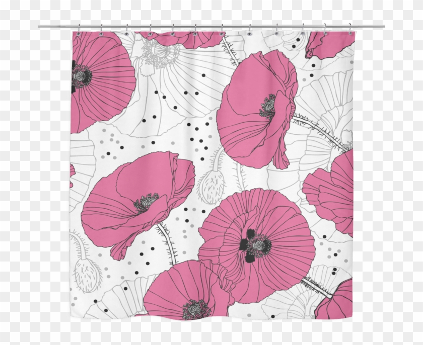 Delicate Pink Poppy Shower Curtain - Poppy Clipart #3662744