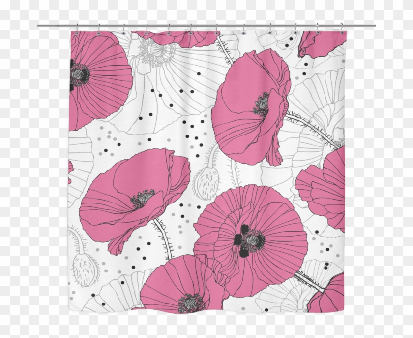 Delicate Pink Poppy Shower Curtain - Poppy Clipart
