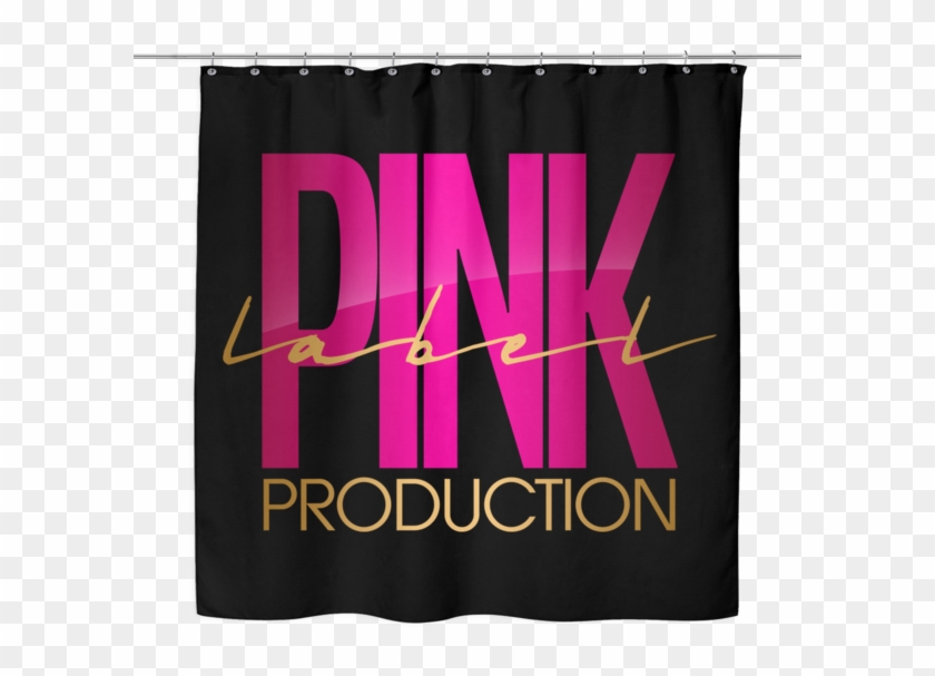Pink Label Shower Curtain - Curtain Clipart